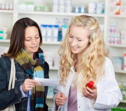 female pharmacist and female customer